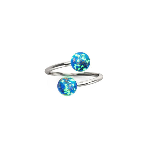 Cobalt | .925 Sterling Silver | Firefly Glass | Infinity Helix Ring